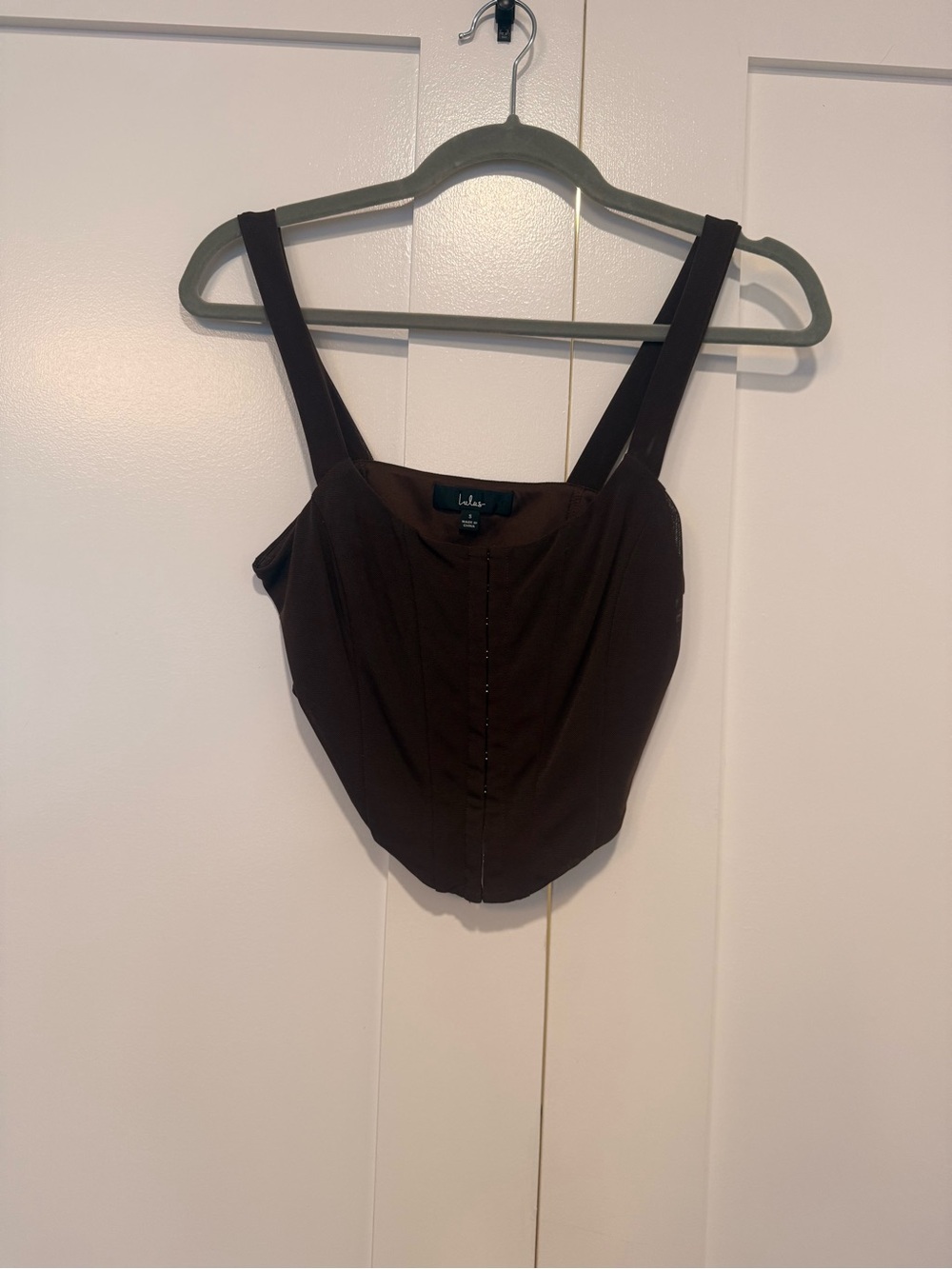 Lulu's Dark Brown Corset-Style Crop Top